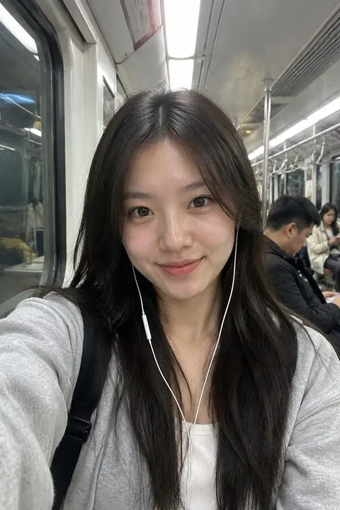 Selfie on a subway train